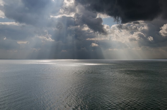 Beautiful seascape - dramatic clouds over the sea